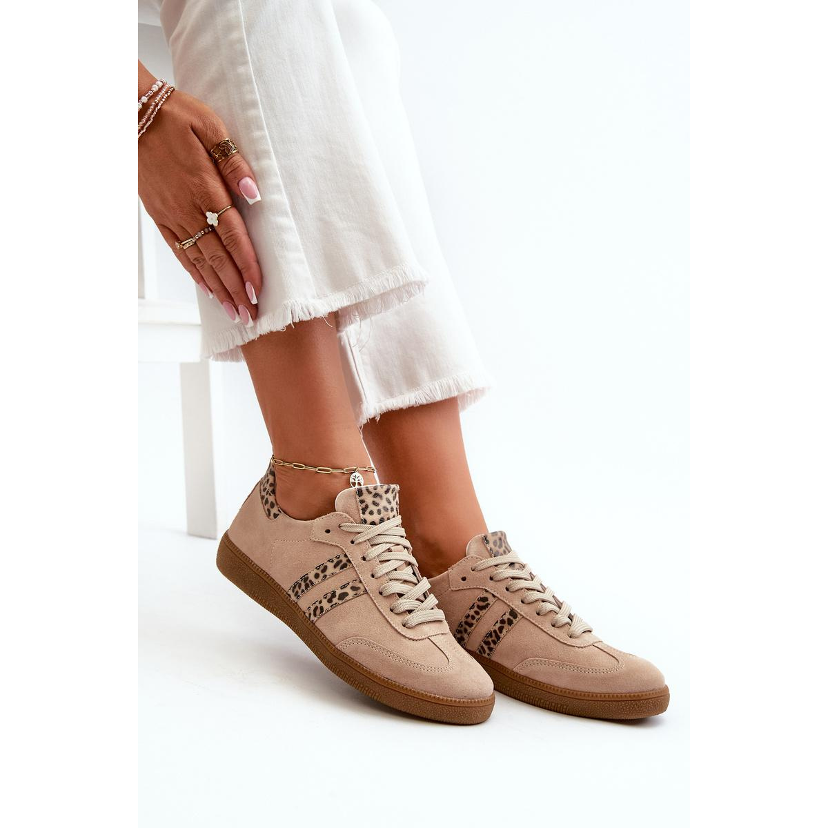 Zazoo N1068 Semišové Nízke Dámske Tenisky Beige - Béžová