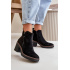 Zateplené dámske členkové topánky na opätku z eko semišu čierne Velarilla - Čierna