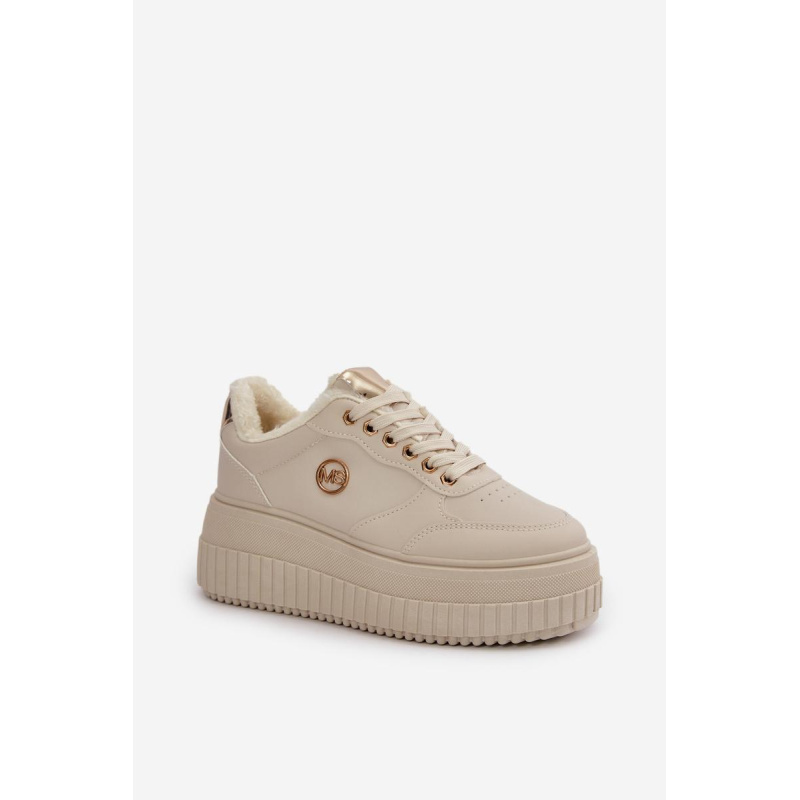 Sneakersy Dámske Športové Topánky Zateplené Na Masívnej Podošve Béžové Ardiela - Béžová