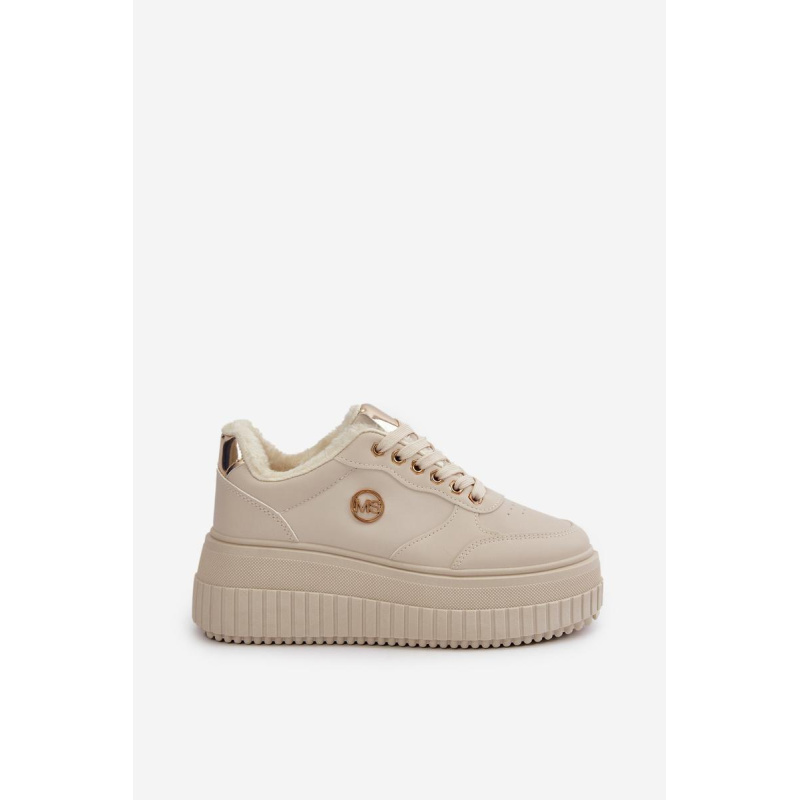 Sneakersy Dámske Športové Topánky Zateplené Na Masívnej Podošve Béžové Ardiela - Béžová