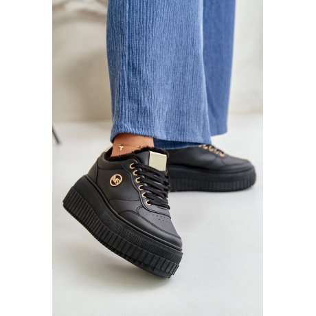 Sneakers Dámske Športové Topánky Zateplené Na Masívnej Podešvi Čierne Ardiela - Čierna