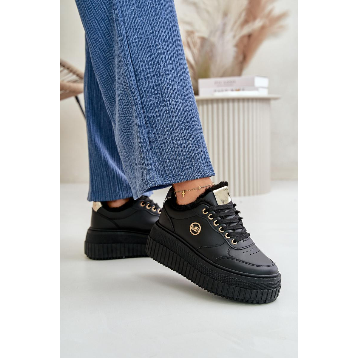 Sneakers Dámske Športové Topánky Zateplené Na Masívnej Podešvi Čierne Ardiela - Čierna