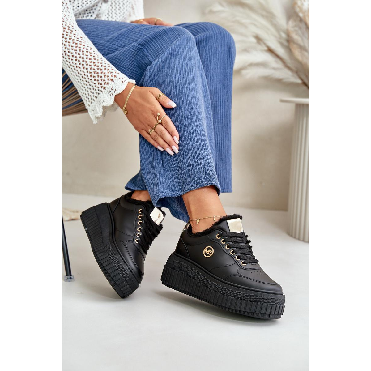 Sneakers Dámske Športové Topánky Zateplené Na Masívnej Podešvi Čierne Ardiela - Čierna