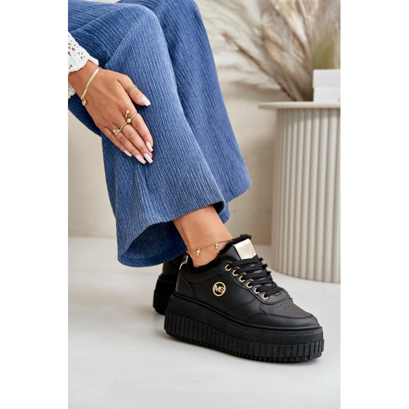 Sneakers Dámske Športové Topánky Zateplené Na Masívnej Podešvi Čierne Ardiela - Čierna