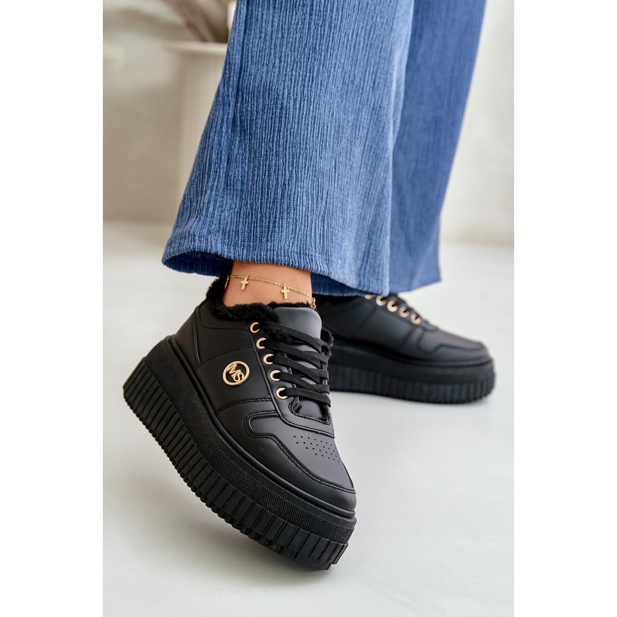 Sneakers Dámska Športová Obuv Zateplená Na Masívnej Podošve Čierne Verissha - Čierna