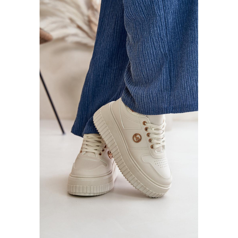 Sneakers Dámske Športové Topánky Zateplené Na Masívnej Podrážke Béžové Verissha - Béžová