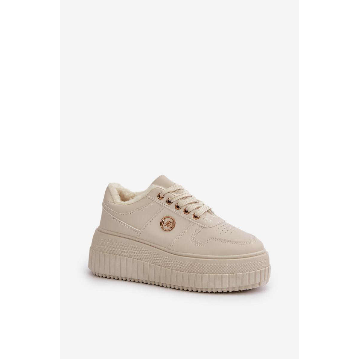 Sneakers Dámske Športové Topánky Zateplené Na Masívnej Podrážke Béžové Verissha - Béžová