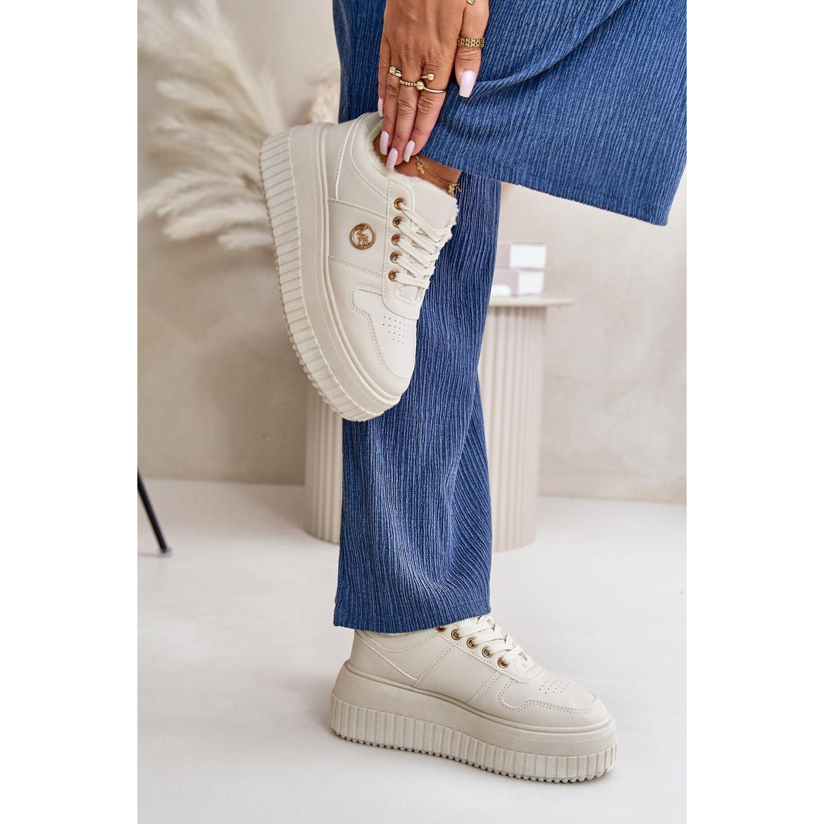 Sneakers Dámske Športové Topánky Zateplené Na Masívnej Podrážke Béžové Verissha - Béžová