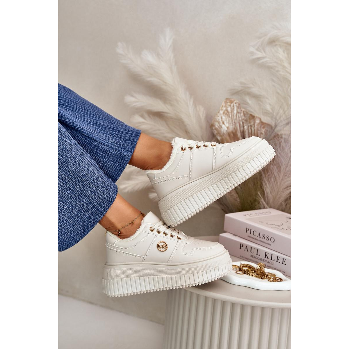 Sneakers Dámske Športové Topánky Zateplené Na Masívnej Podrážke Béžové Verissha - Béžová
