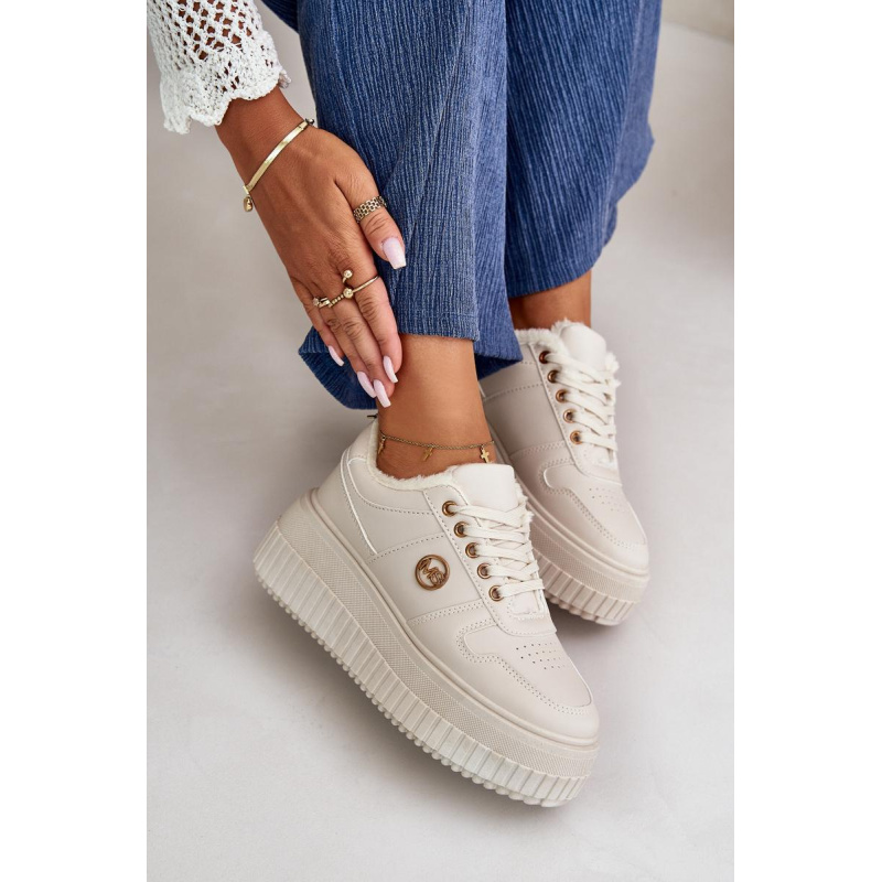 Sneakers Dámske Športové Topánky Zateplené Na Masívnej Podrážke Béžové Verissha - Béžová