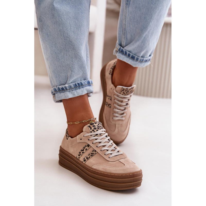 Zazoo N1068S4 Dámske Semišové Sneakersy Na Platforme Leopard Rúžové - Odtiene ružovej