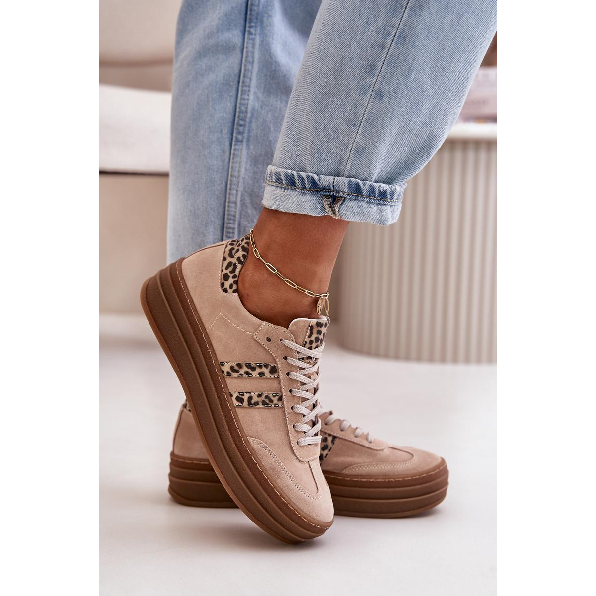 Zazoo N1068S4 Dámske Semišové Sneakersy Na Platforme Leopard Rúžové - Odtiene ružovej
