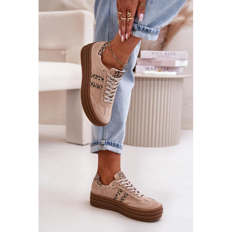 Zazoo N1068S4 Dámske Semišové Sneakersy Na Platforme Leopard Rúžové - Odtiene ružovej