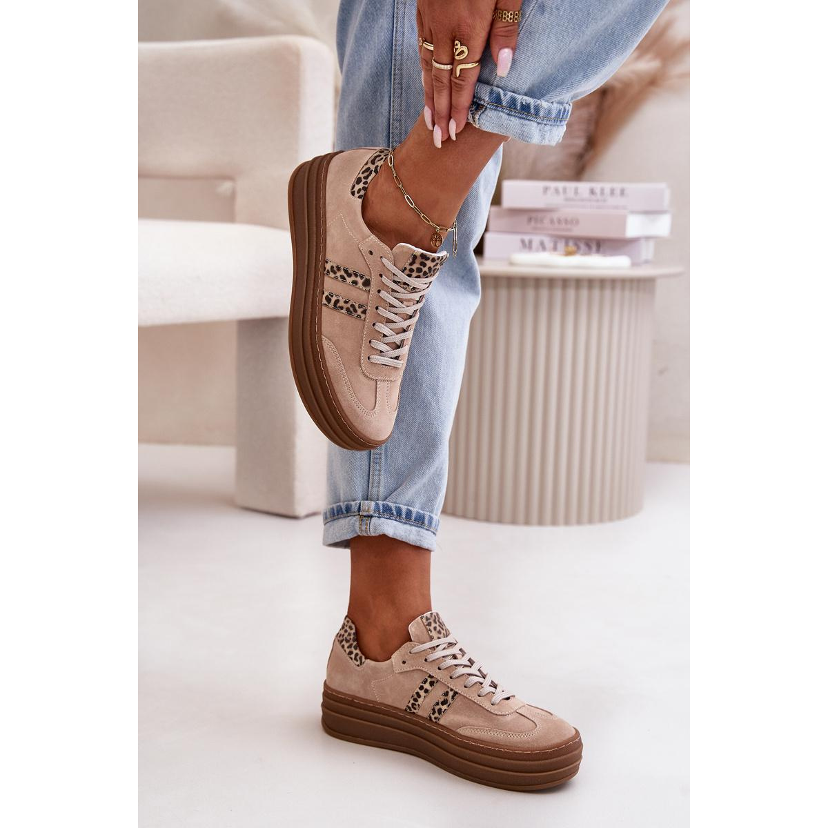 Zazoo N1068S4 Dámske Semišové Sneakersy Na Platforme Leopard Rúžové - Odtiene ružovej