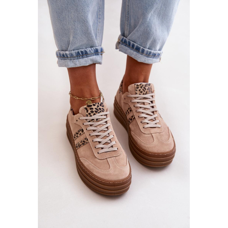 Zazoo N1068S4 Dámske Semišové Sneakersy Na Platforme Leopard Rúžové - Odtiene ružovej