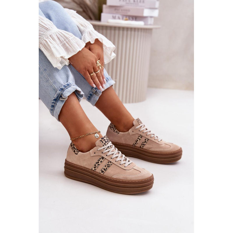 Zazoo N1068S4 Dámske Semišové Sneakersy Na Platforme Leopard Rúžové - Odtiene ružovej