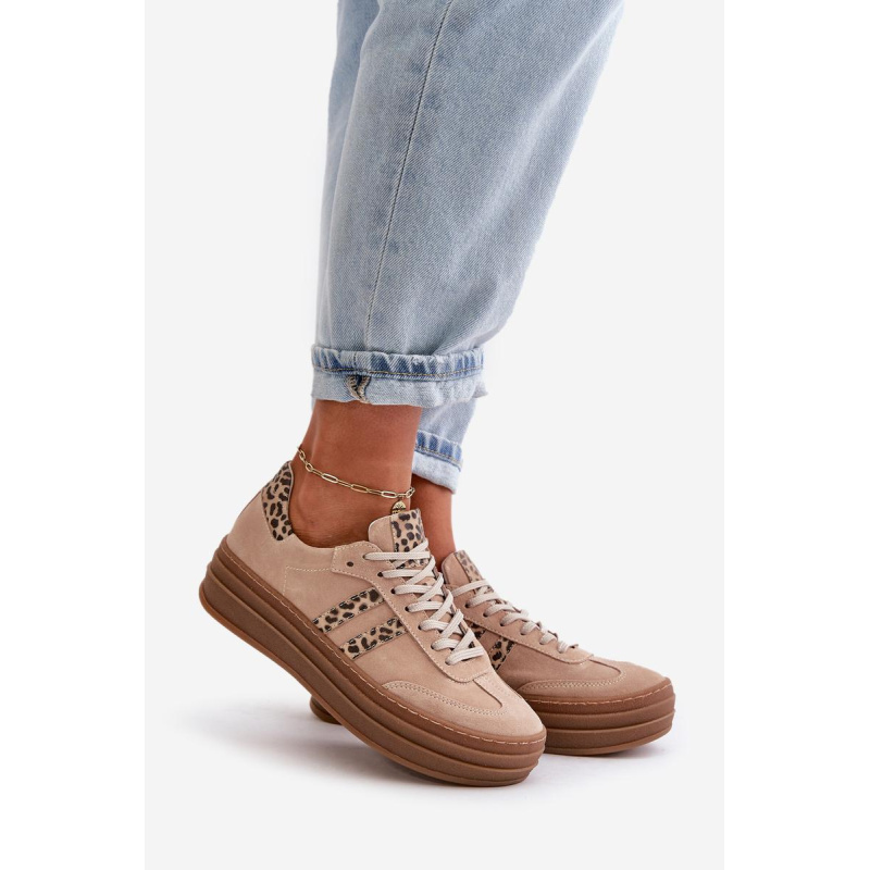 Zazoo N1068S4 Dámske Semišové Sneakersy Na Platforme Leopard Rúžové - Odtiene ružovej