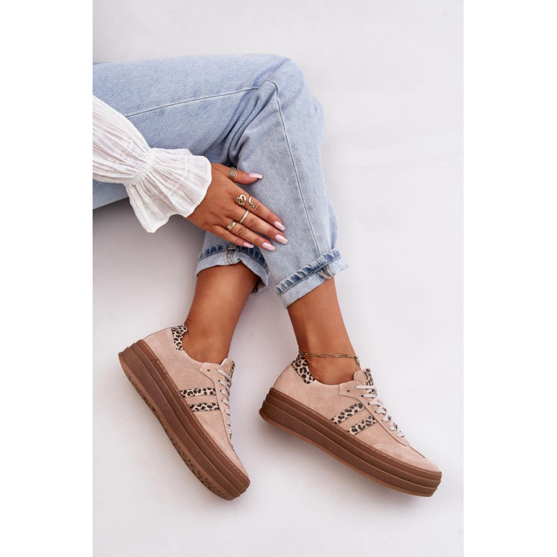 Zazoo N1068S4 Dámske Semišové Sneakersy Na Platforme Leopard Rúžové - Odtiene ružovej