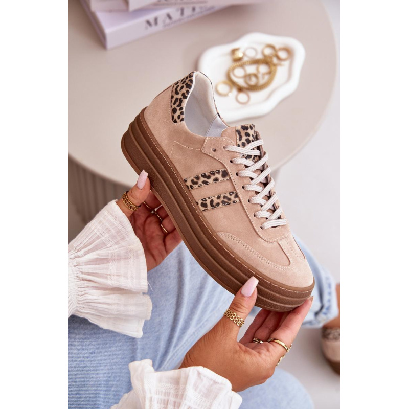 Zazoo N1068S4 Dámske Semišové Sneakersy Na Platforme Leopard Rúžové - Odtiene ružovej