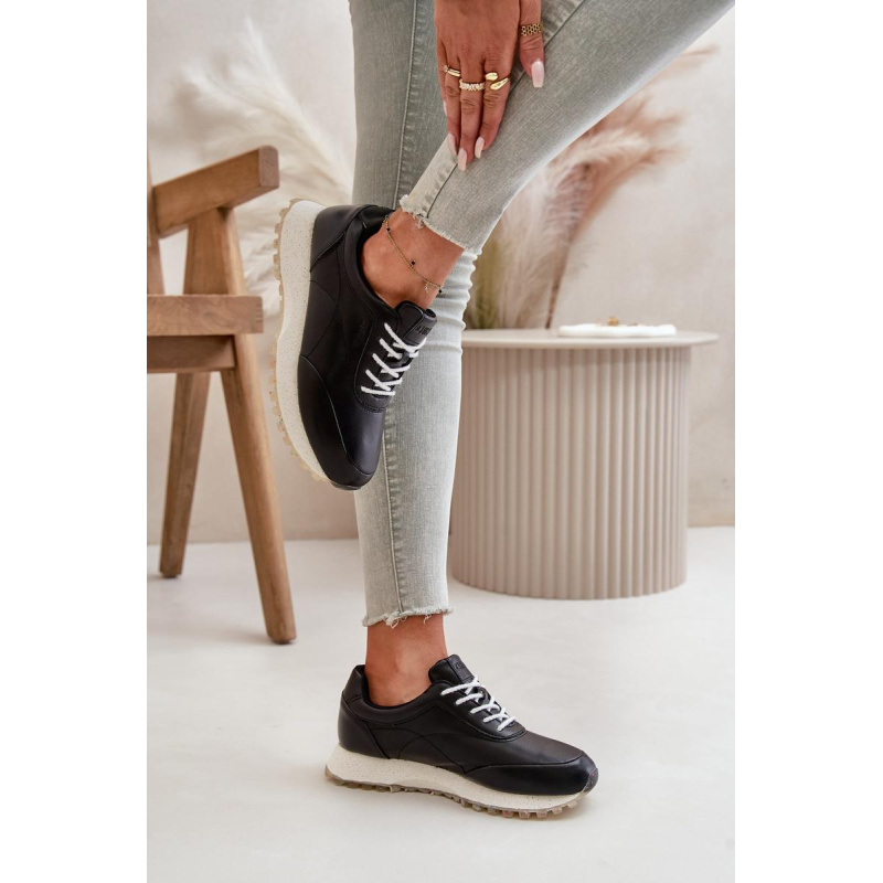 Dámske Sneakers Športová Obuv Z Eko Kože Big Star OO274024 Hi-Poly System Čierne - Čierna