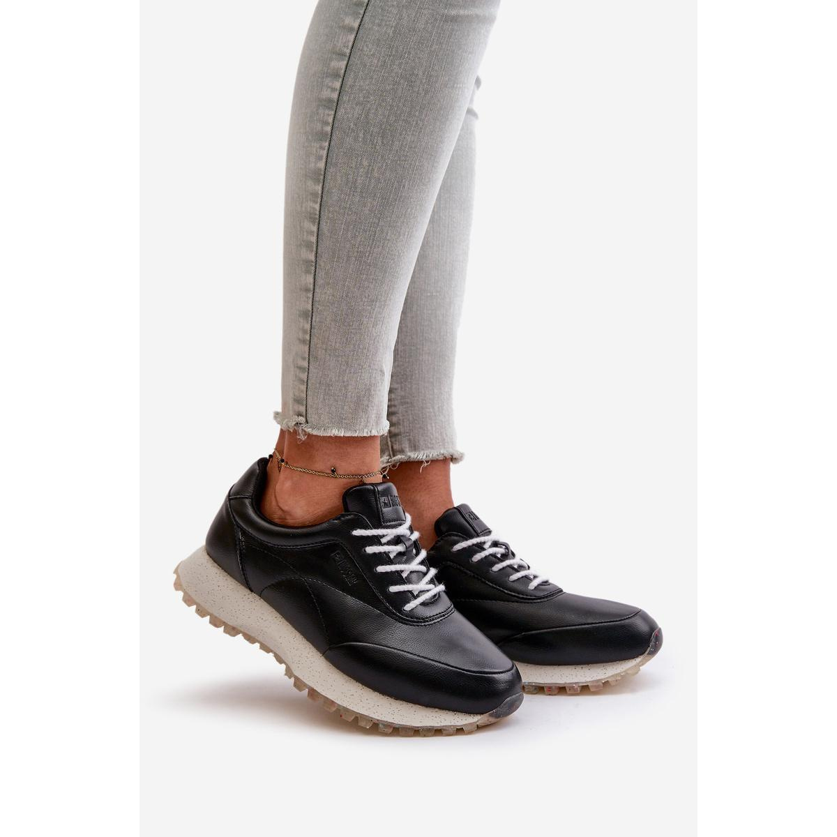 Dámske Sneakers Športová Obuv Z Eko Kože Big Star OO274024 Hi-Poly System Čierne - Čierna