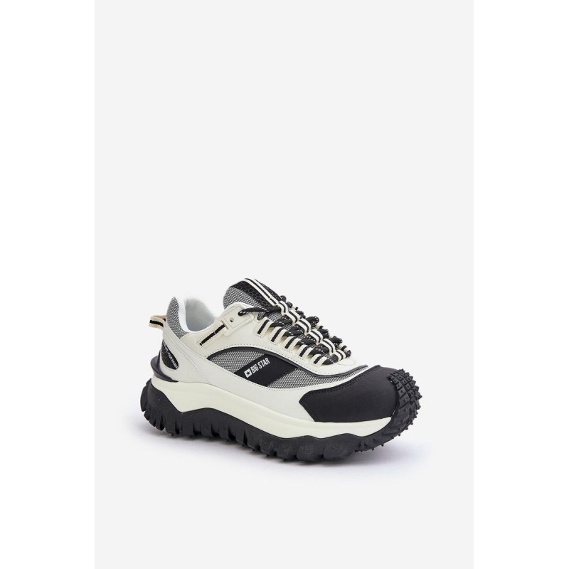 Kožené Dámske Sneakersy Na Platforme Big Star OO274A220 HI-POLY SYSTEM Biela-Čierna - Čierna || Biela