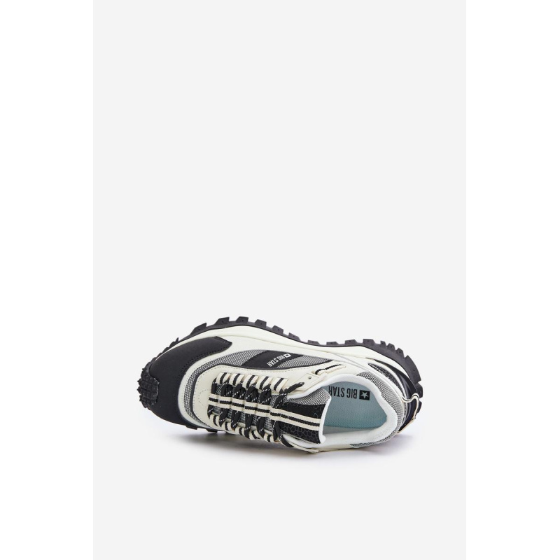 Kožené Dámske Sneakersy Na Platforme Big Star OO274A220 HI-POLY SYSTEM Biela-Čierna - Čierna || Biela