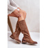 Dámske Semišové Čižmy Po Koleno Na Zips Lewski 3616 Hnedé - Odtiene hnedej a béžovej