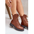 Zateplené boots workery na zips hnedé Leairae - Odtiene hnedej a béžovej
