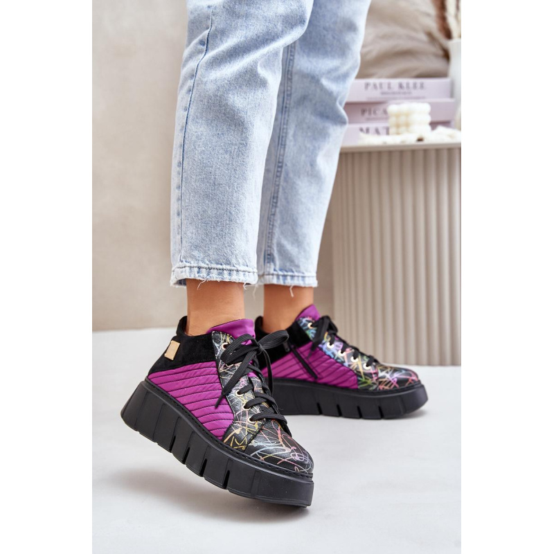 Kožené Sneakersy Na Platforme Fuchsie Maciejka 06767-15