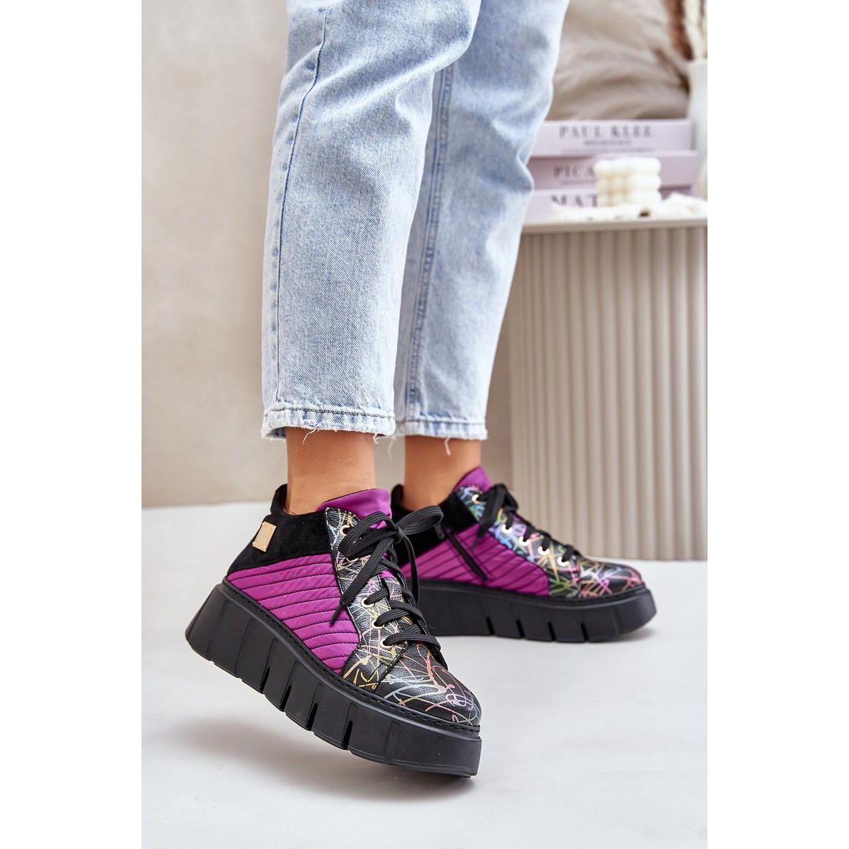 Kožené Sneakersy Na Platforme Fuchsie Maciejka 06767-15