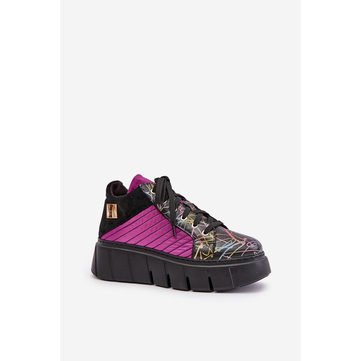 Kožené Sneakersy Na Platforme Fuchsie Maciejka 06767-15
