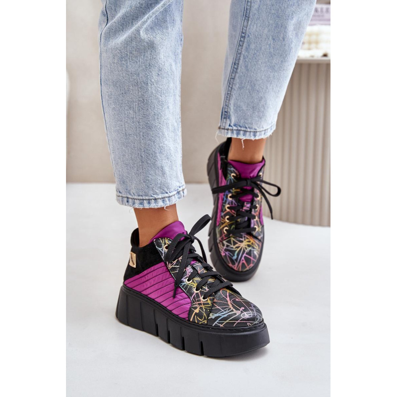 Kožené Sneakersy Na Platforme Fuchsie Maciejka 06767-15