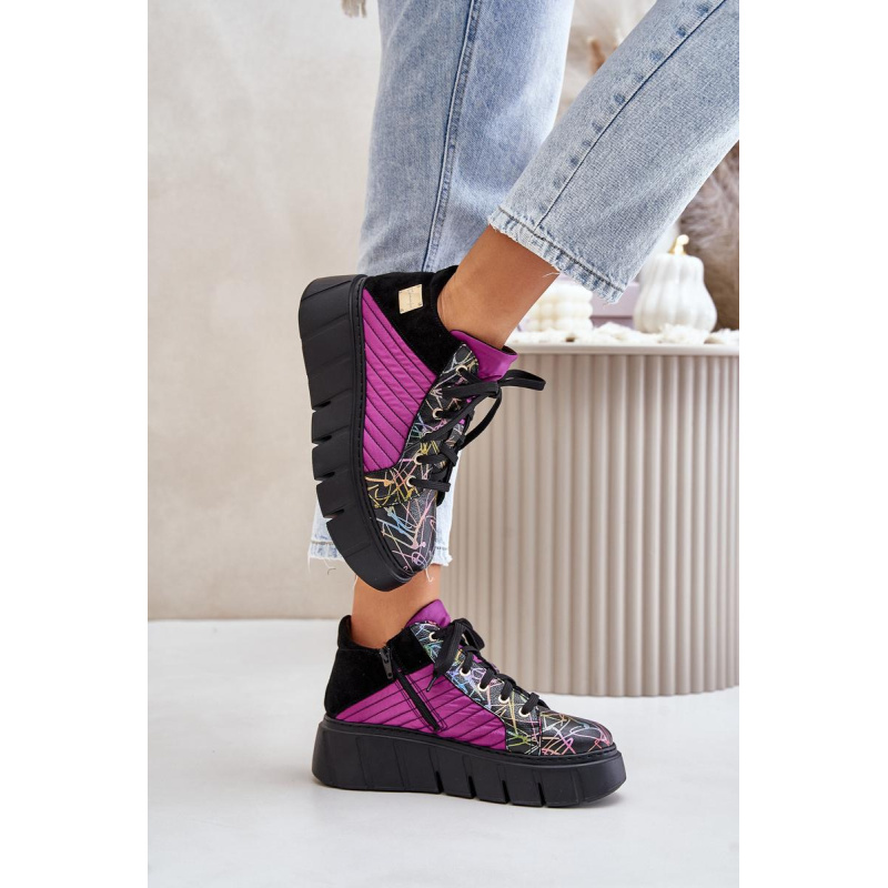 Kožené Sneakersy Na Platforme Fuchsie Maciejka 06767-15