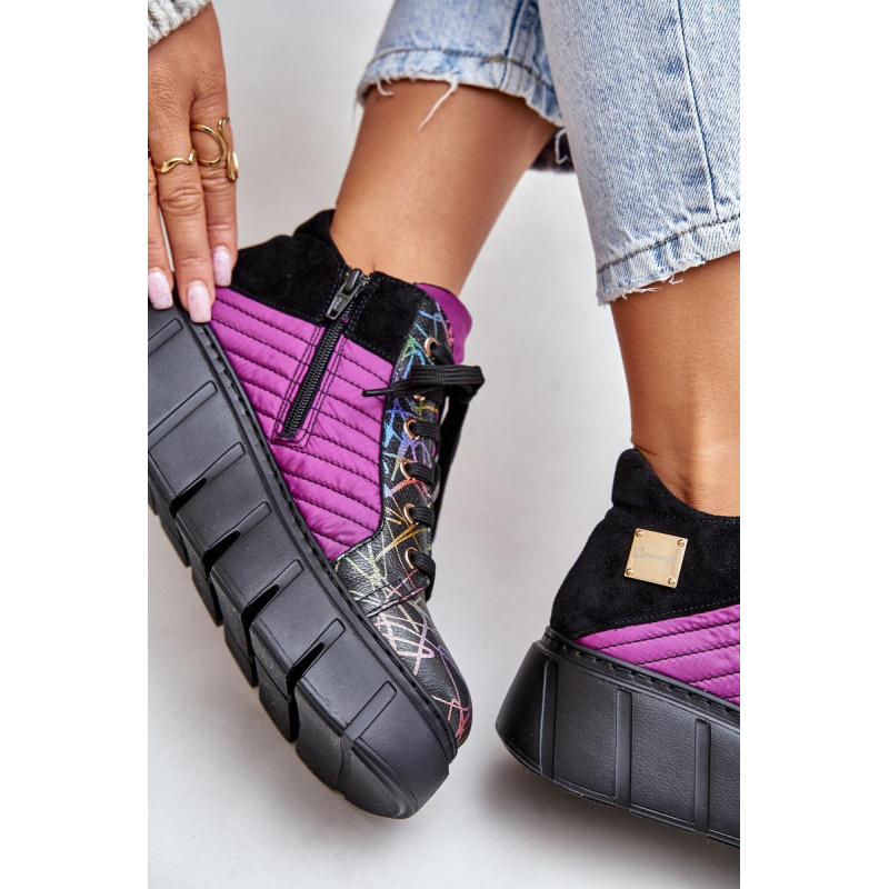Kožené Sneakersy Na Platforme Fuchsie Maciejka 06767-15