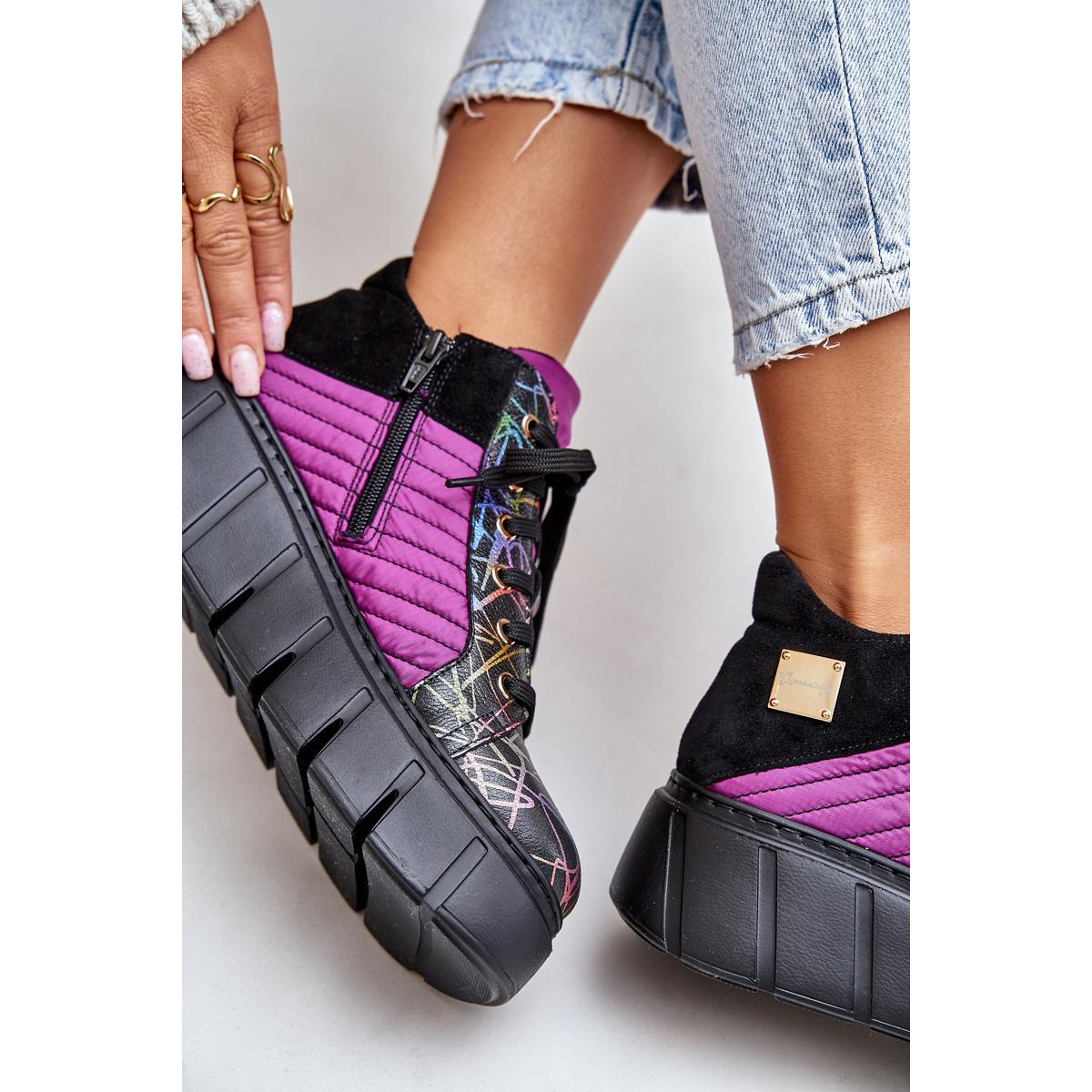 Kožené Sneakersy Na Platforme Fuchsie Maciejka 06767-15