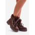 Dámske šnurovacie čižmy s kožušinou tmavohnedé Vaminia - Odtiene hnedej a béžovej