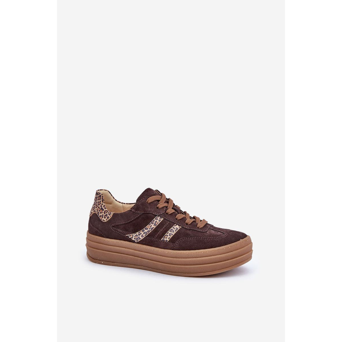Zazoo N1176 Semišové Sneakers Na Platforme Leopard Čokoládové - Odtiene hnedej a béžovej