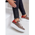 Kožené sneakersy na platforme s leopardím vzorom Zazoo 3346 hnedo-červené - Odtiene hnedej a béžovej