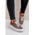 Kožené sneakersy na platforme s leopardím vzorom Zazoo 3346 hnedo-červené - Odtiene hnedej a béžovej