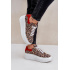Kožené sneakersy na platforme s leopardím vzorom Zazoo 3346 hnedo-červené - Odtiene hnedej a béžovej
