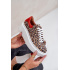 Kožené sneakersy na platforme s leopardím vzorom Zazoo 3346 hnedo-červené - Odtiene hnedej a béžovej