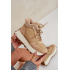 Kožené Sneakersy Čižmy Dámske S Kožušinou Na Platforme Big Star OO274A330 Béžové - Béžová