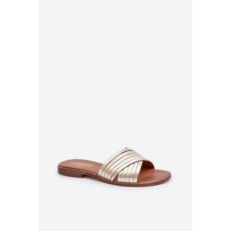 Kožené dámske papuče Lewski Shoes 3682 zlaté - Zlatá
