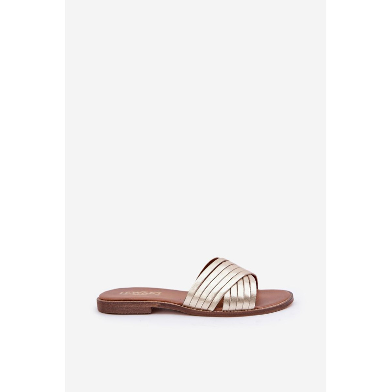 Kožené dámske papuče Lewski Shoes 3682 zlaté - Zlatá