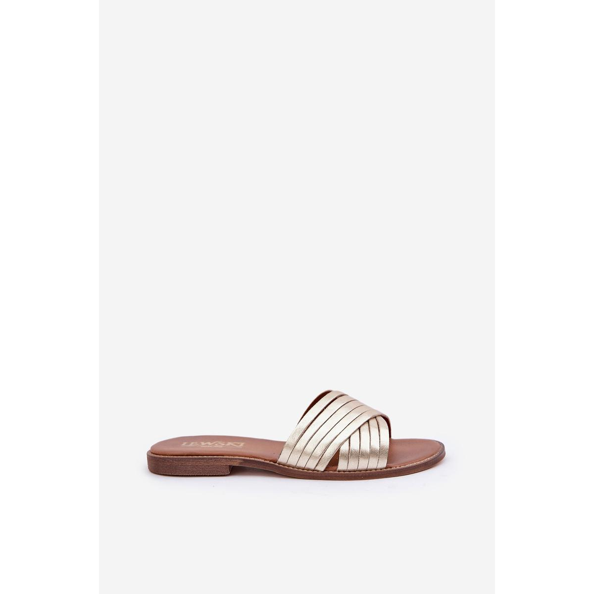 Kožené dámske papuče Lewski Shoes 3682 zlaté - Zlatá
