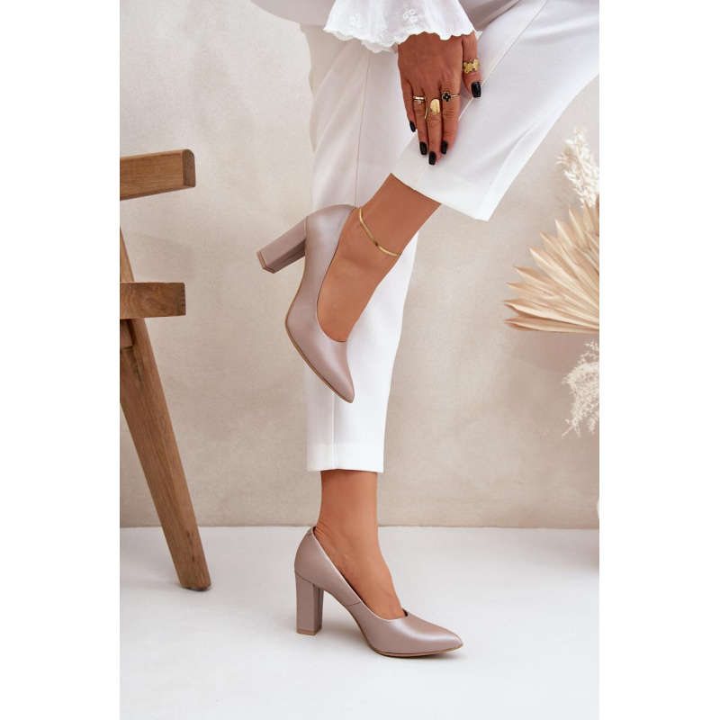 Saténové lodičky Lewski Shoes 2453 Béžové - Béžová