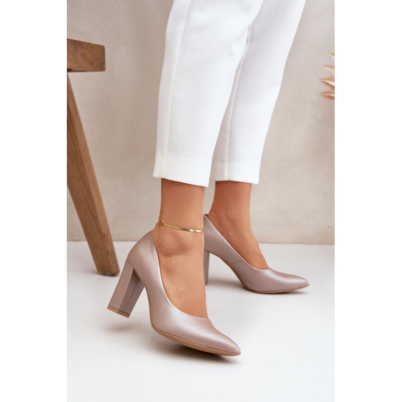 Saténové lodičky Lewski Shoes 2453 Béžové - Béžová