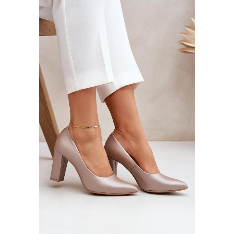 Saténové lodičky Lewski Shoes 2453 Béžové - Béžová