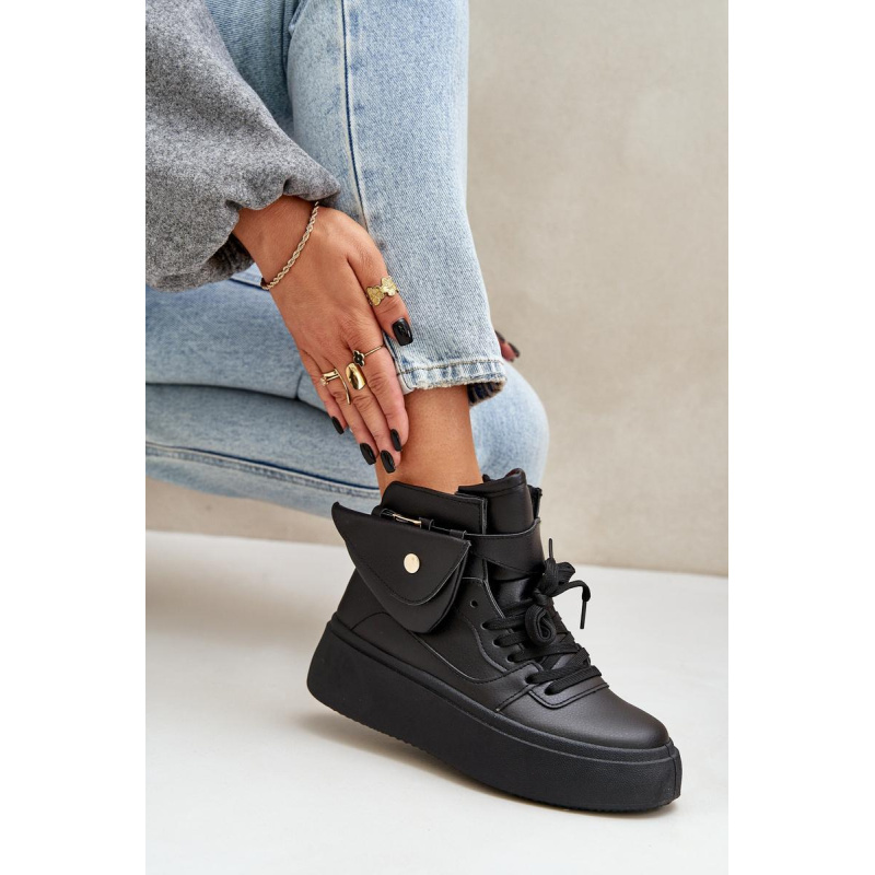 Vysoké sneakers s vreckom na platforme čierne Saramis - Čierna